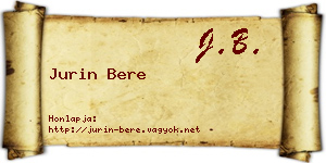 Jurin Bere névjegykártya